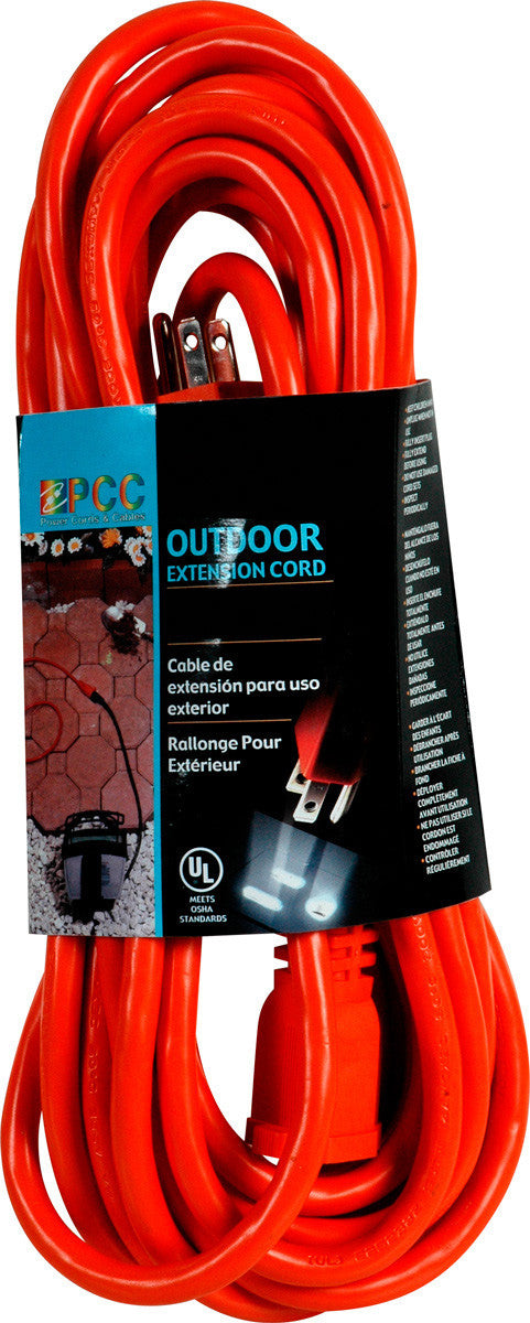 13A-125V-1625W Outdoor Extension Cord (15FT) Black