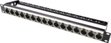 16XLRF-L 16-Port XLR Female Patch Panel with Neutrik NC3FD-L-1 and Rear Lacing Bar - 1RU