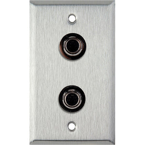 1 Gang Black Anodized Wallplate with 2 -4 Pin S-Video with Solder Points