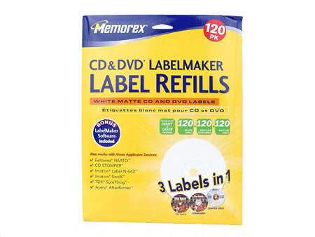 Memorex LabelMaker Refills Matte White 120 Pack