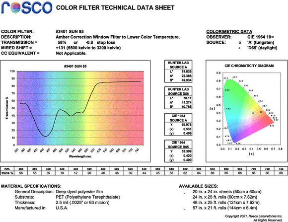 Rosco 1/8 Color Temp Orange Filter