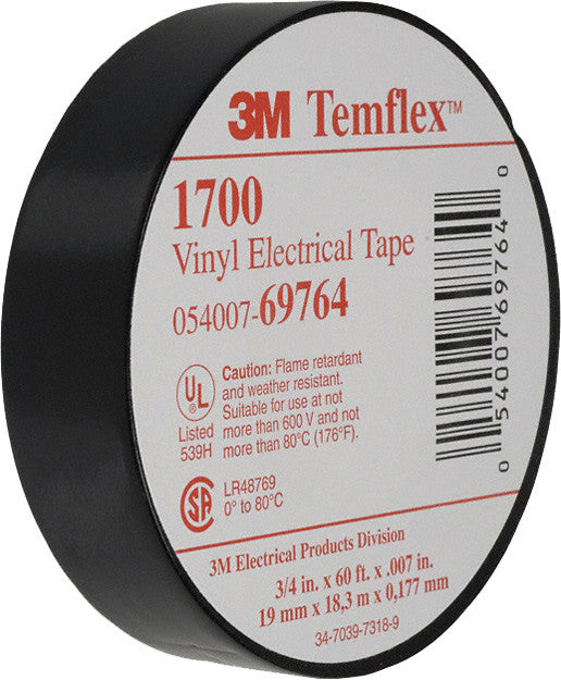 3M Temflex 1700 Electrical Tape 3/4 Inch x 60 Feet