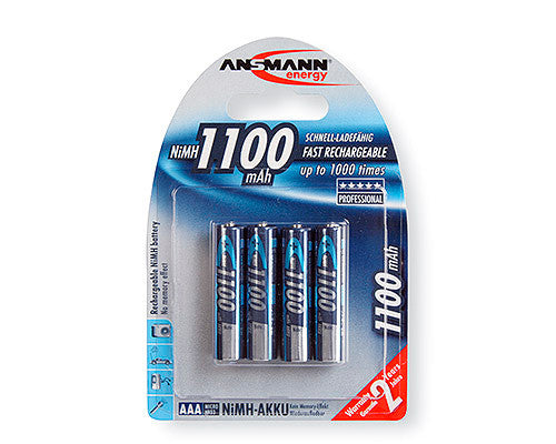 Ansmann 5035232 Micro NIMH Rechargeable Battery AAA 1100mAh- Pack of 4