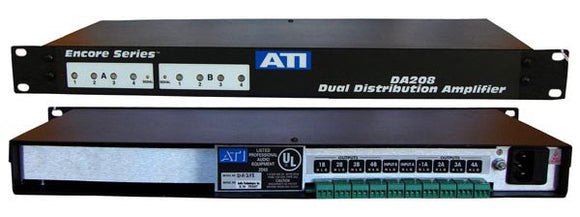 ATI Audio DA208 Dual 1X4 Distribution Amplifier with Clip LEDs +18dBm Output