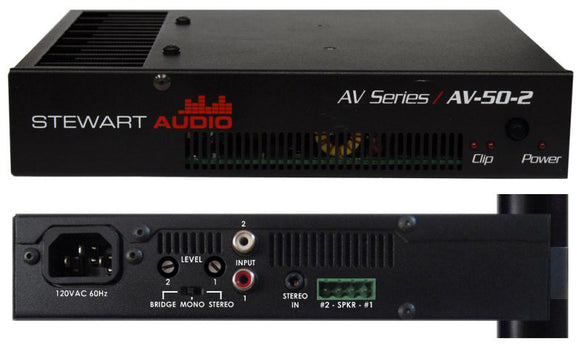 Stewart Audio AV-50-2 2-Channel Half Rack Amplifier - 25W x 2 at 8 Ohm