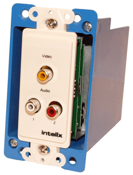 Intelix AVO-V1A2-WP-F Composite Video Wallplate Balun RCA with Stereo Audio