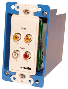 Intelix AVO-V2A2-WP-F Dual Composite Video Wallplate Balun RCA with Stereo Audio