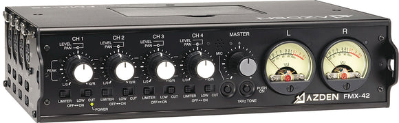 Azden FMX-42 Pro 4-Channel Microphone Field Mixer with 4 XLR Inputs