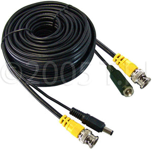 Video & Power Cable with BNC Video & 2.1mmx5.5mm DC Power Connector 50FT