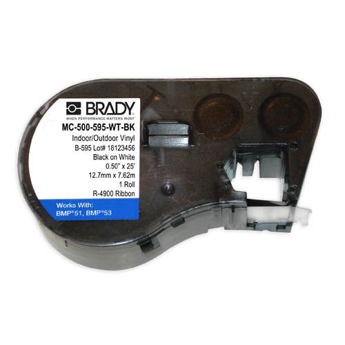 Brady MC-500-595-WT-BK BMP51/BMP53 Label Maker Cartridge - Black on White