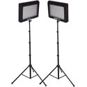 Bescor LED-95DK2 Dual 95 Watt 6500K Daylight Balanced Dimmable LED Video Light Fixtures & Stands