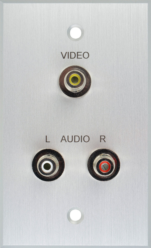 Board Room 1 Gang Clear Anodized Plate with 3 RCA Female Barrel Connectors