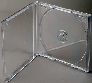 Clear CD Jewel Boxes with Black Trays 100 Pack