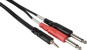 Hosa CMP-153 3.5mm Stereo Mini Male to Dual 1/4in Phone Y-Adapter Cable 3FT