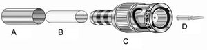 West Penn Wire CN-BM74-18 BNC 75 Ohm 4-Piece RG-179 Connector