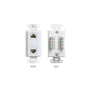 Channel Plus Data/Phone/Coax- 1 CAT5e RJ45 and 2 Phone and 2 Knockouts- Almond