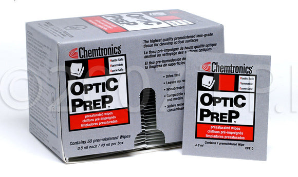 Chemtronics CP410 Optic Prep Premoistened Lens-Grade Tissue 4 x 8-1/4 Wipe - 50 Pack