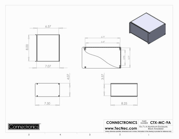 Connectronics CTX-MC-9A  Alum Project Box Cabinet 8 X 7 X 4