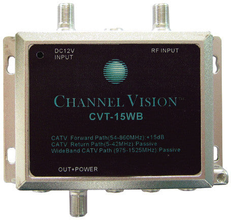 Channel Vision CVT-15WB 15dB RF Amplifier for Standard and Wide Bandwidth CATV Systems