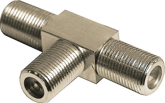 F Connector T Adapter with 3 female ends