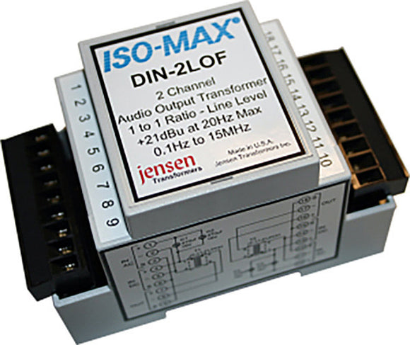 Jensen DIN-2LO-11FL Din Rail 2 Channel Line Output Transformer