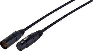 DMX Lighting Control Cable 5-Pin Male to Female Black 2FT