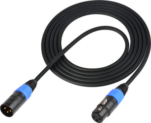 DMX Lighting Control Cable 3-Pin Male to Female Blue 3FT