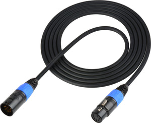 DMX Lighting Control Cable 5-Pin Male to Female Black 5FT