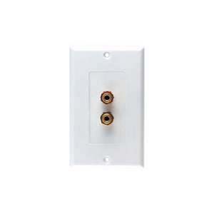 White Decora Wall Plate with 4 Gold Banana Jacks