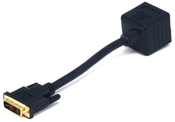 DVI-I Male to 2 VGA Female Adapter 8 Inch Cable