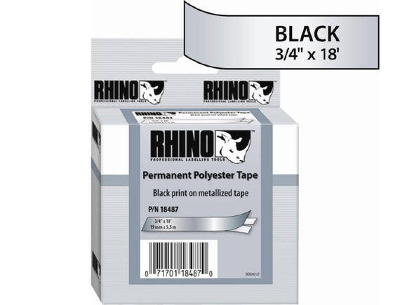 Dymo RHINO 3/4 Inch Metalized Permanent Labels 18 FT Roll