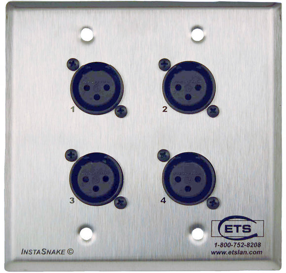 Energy Transformation Systems PA202FWP InstaSnake Wall Plate- Send 4 FXLR to 110 Punch Down