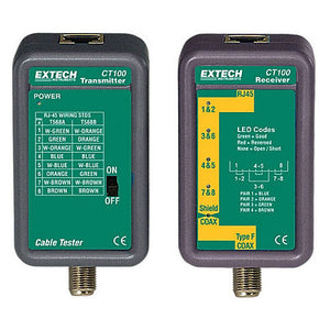 Extech CT100 Network Cable Tester for Twisted Pair (UTP) and RF Cables