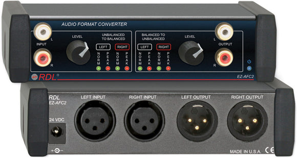 RDL EZ-AFC2 Stereo Balanced to Unbalanced Audio Format Converter