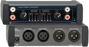 RDL EZ-AFC2 Stereo Balanced to Unbalanced Audio Format Converter with UK Plug