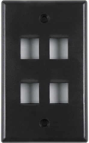 HellermannTyton Four Port Flushmount Keystone Faceplate Black