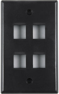 HellermannTyton Four Port Flushmount Keystone Faceplate Office White