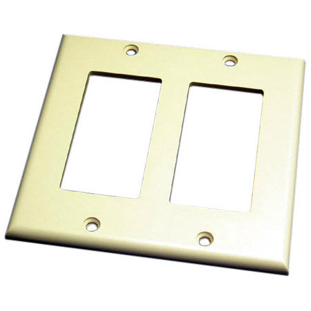 HellermannTyton Dual Gang Decora Rectangular Faceplate Ivory