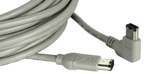 Right Angle 6-Pin Firewire to Standard 6-Pin Firewire 15FT Gray