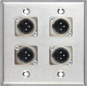 Contractor Series Dual Gang Wall Plate with 4 Male XLR