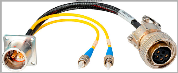 Camplex LEMO EDW to Dual ST & 5-Pin Amp Power Fiber Breakout Cable 18 Inch