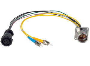 Camplex LEMO EDW to Dual ST & 8-Pin Amp Power Fiber Breakout Cable 18 Inch