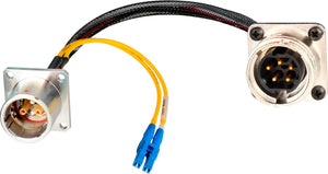 Camplex LEMO EDW to Duplex LC & 5-Pin RG Inline Fiber Breakout 6 Inch