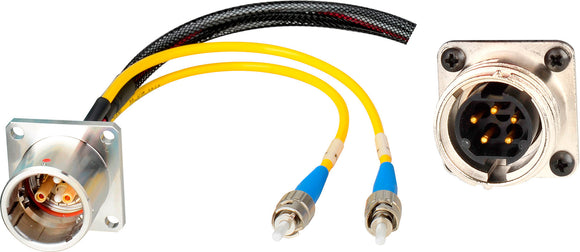 Camplex LEMO EDW to Dual ST & 5-Pin RG Inline Fiber Breakout Cable 12 Inch