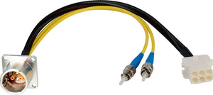 Camplex LEMO EDW to Dual ST & 6-Pin RG Chassis Fiber Breakout Cable 6 Inch