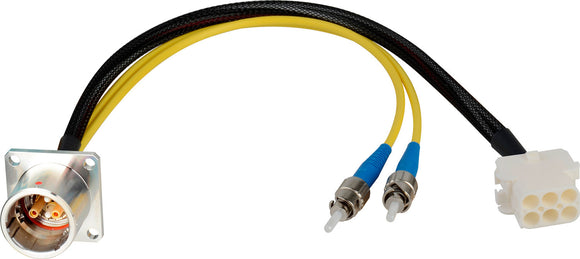 Camplex LEMO EDW to Dual ST & 6-Pin RG Chassis Fiber Breakout Cable 18 Inch