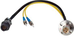 Camplex LEMO FXW to Dual ST & 8-Pin RG Inline Fiber Breakout Cable 18 Inch