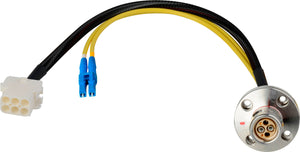 Camplex LEMO FXW to Duplex LC & 6-Pin RG Chassis Fiber Breakout 6 Inch