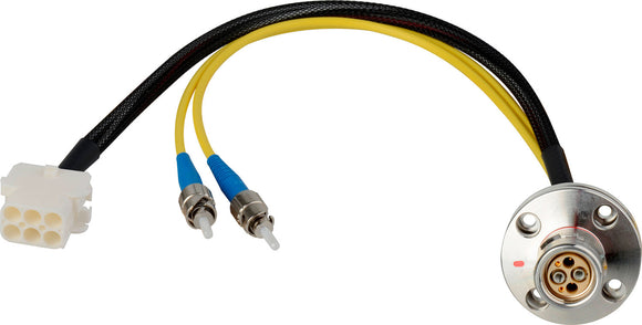 Camplex LEMO FXW to Dual ST & 6-Pin RG Chassis Fiber Breakout Cable 24 Inch