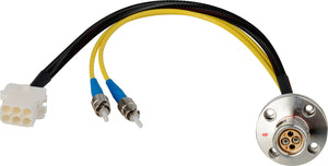 Camplex LEMO FXW to Dual ST & 6-Pin RG Chassis Fiber Breakout Cable 18 Inch